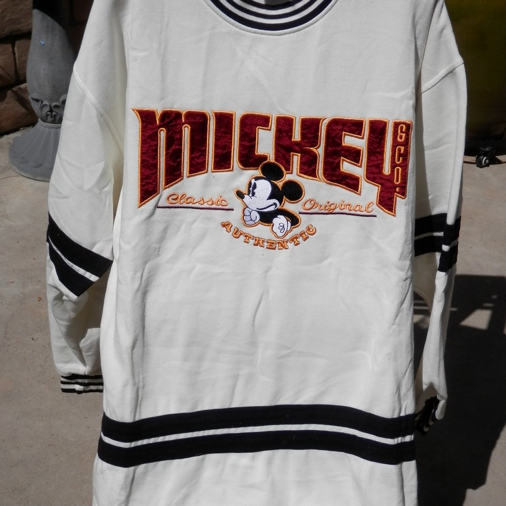 WHITE WITH BLACK MICKEY HOCKEY SHIRT
